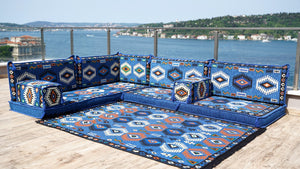 أرائك معيشة مصنوعة يدويًا، قماش متين، ديكور منزلي مغربي، أريكة أرضية عربية