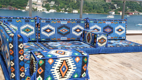 أرائك معيشة مصنوعة يدويًا، قماش متين، ديكور منزلي مغربي، أريكة أرضية عربية