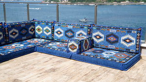 أرائك معيشة مصنوعة يدويًا، قماش متين، ديكور منزلي مغربي، أريكة أرضية عربية