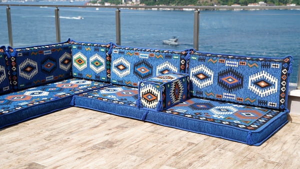 أرائك معيشة مصنوعة يدويًا، قماش متين، ديكور منزلي مغربي، أريكة أرضية عربية