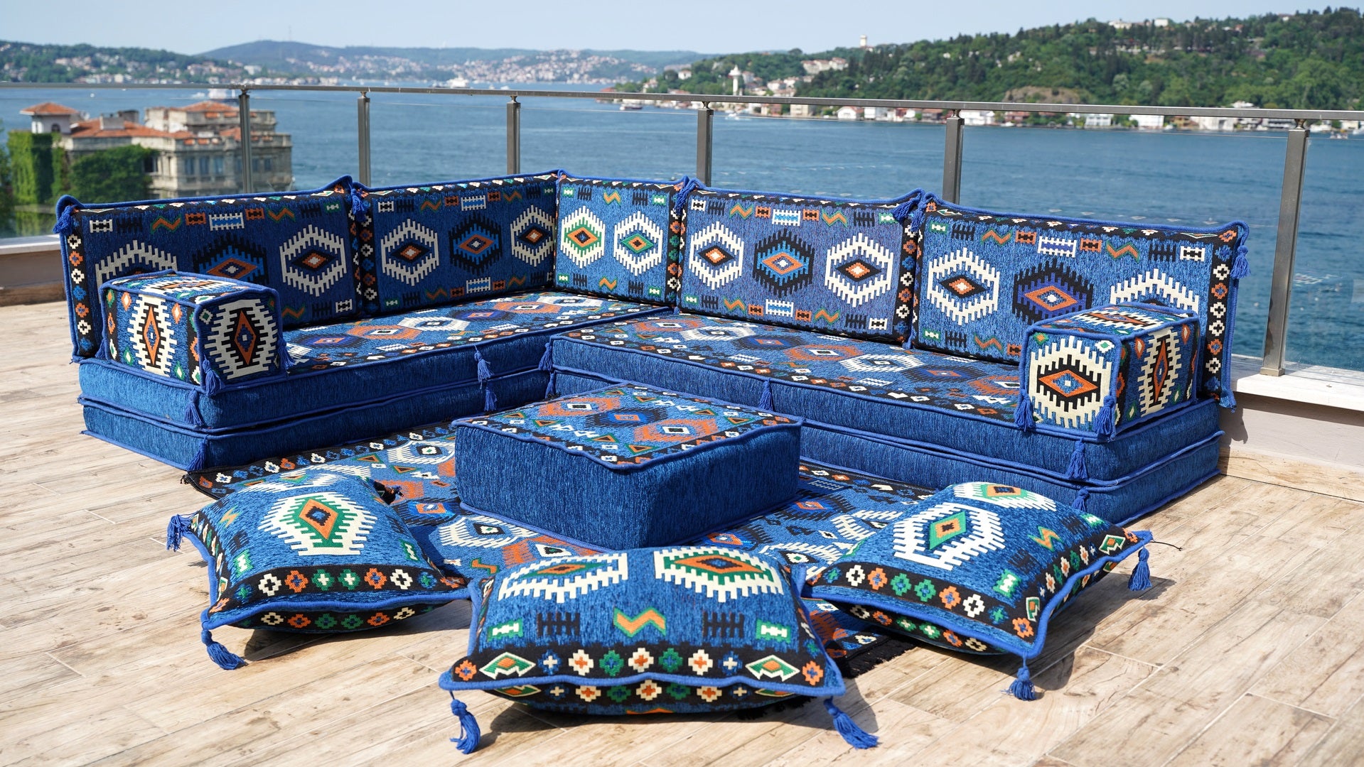 8 Thickness Royal Blue Floor Cushions Arabic Floor Sofa -  in