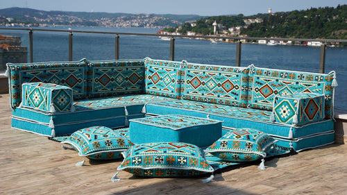 8'' Thickness L Sofa Set, Moroccan Home Decor, Pallet Sofas, Oriental Floor Cushions, Bench Cushions