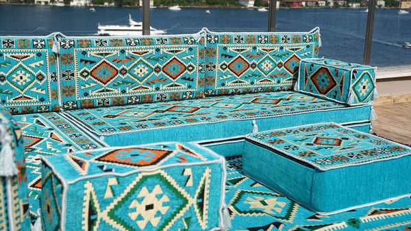 8'' Thickness L Sofa Set, Moroccan Home Decor, Pallet Sofas, Oriental Floor Cushions, Bench Cushions