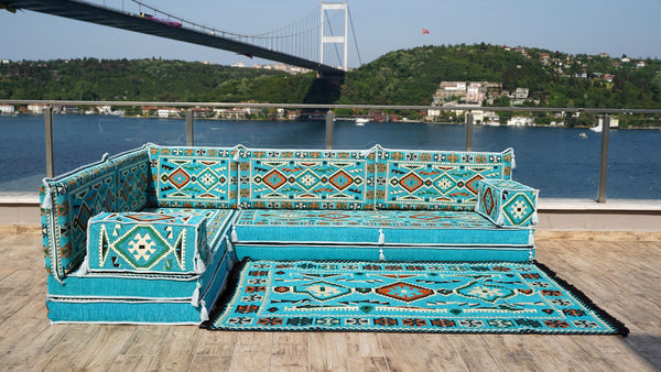 8'' Thickness L Sofa Set, Moroccan Home Decor, Pallet Sofas, Oriental Floor Cushions, Bench Cushions