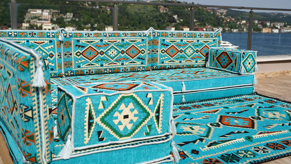 8'' Thickness L Sofa Set, Moroccan Home Decor, Pallet Sofas, Oriental Floor Cushions, Bench Cushions