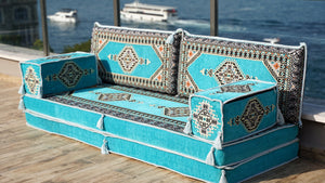 8'' Thickness Sofa Set, Turquoise Turkish Floor Sofas, Floor Couch, Reading Sofa Pillow, Window Seat, Bench Cushion