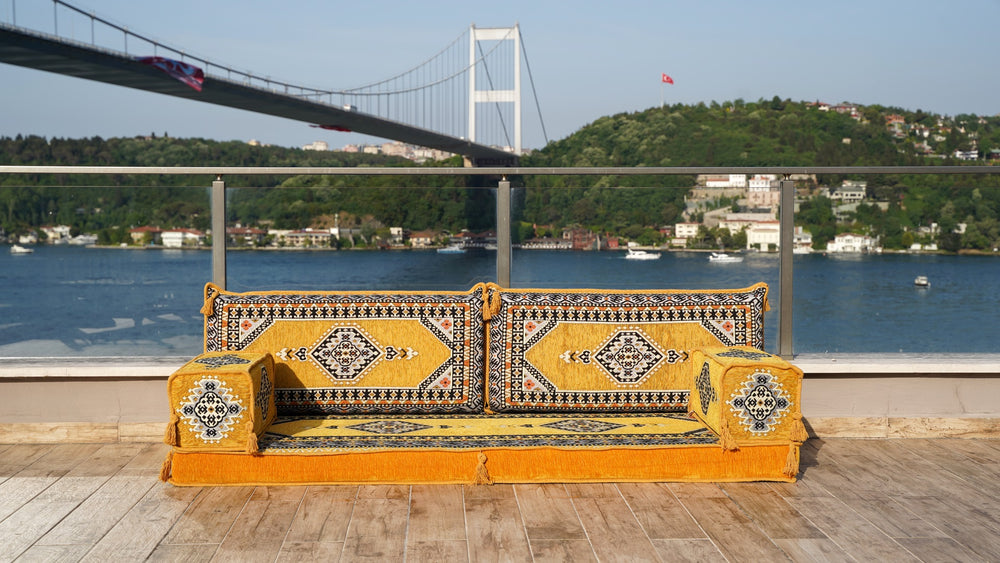 Yellow Window Seat, Bench Cushion, 4" Thickness Floor Couch, Single Sofa Sets, Reading Sofa Pillow, Meditation Yoga Mat, Floor Cushion