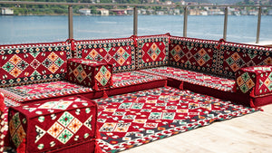 Maroon U Shaped Bench Cushions, Arabic Majlis Seating, Arabic Floor Seating Sofa, Floor Couch, Indoor Floor Sofa
