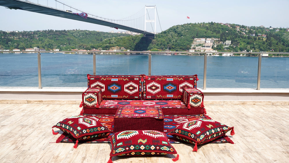 Arabic Floor Seating Sofa with Ottoman Couch and Rug, Floor Pillows, Oriental Floor Couch, Custom Sofa Cover, Arabic Furniture, Arabic Majlis, Arabic Jalsah