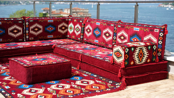 8'' Dickes L-Sofa-Set, Bodensitzsofa, Arabisches Ecksofa-Set, Orient Bodensitzgelegenheiten, Wohnzimmer Sofa