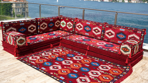 8'' Dickes L-Sofa-Set, Bodensitzsofa, Arabisches Ecksofa-Set, Orient Bodensitzgelegenheiten, Wohnzimmer Sofa