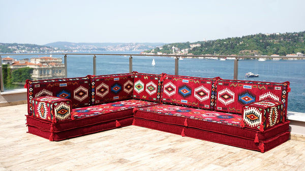 8'' Dickes L-Sofa-Set, Bodensitzsofa, Arabisches Ecksofa-Set, Orient Bodensitzgelegenheiten, Wohnzimmer Sofa
