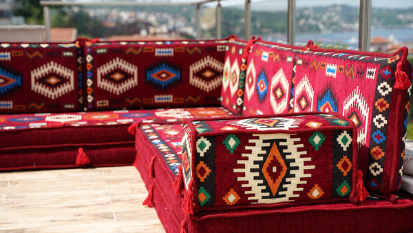 8'' Dickes L-Sofa-Set, Bodensitzsofa, Arabisches Ecksofa-Set, Orient Bodensitzgelegenheiten, Wohnzimmer Sofa