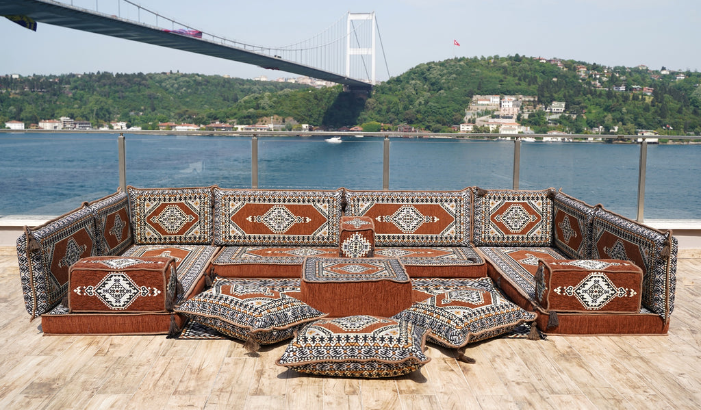 U Shaped Brown Sectional Sofas, Arabic Floor Sofa Set, Garden Pallet Sofa, Poufs Turkish Floor Sofa, Outdoor Sofa