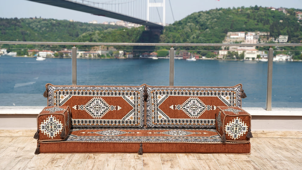 Brown Handmade Living Room Furniture, Bench Cushions, 4" Thickness Floor Couch, Reading Sofa Pillow, Single Sofa Sets