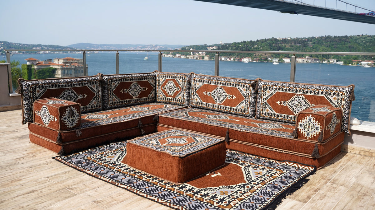 8'' Thickness L Sofa Set, Floor Sofa Set, Ethnic Sofa, Arabic Jalsa, M