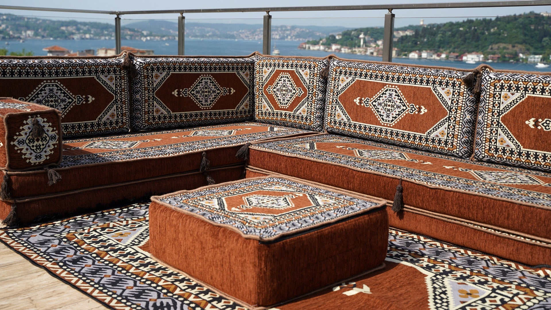 8'' Thickness L Sofa Set, Floor Sofa Set, Ethnic Sofa, Arabic Jalsa, M