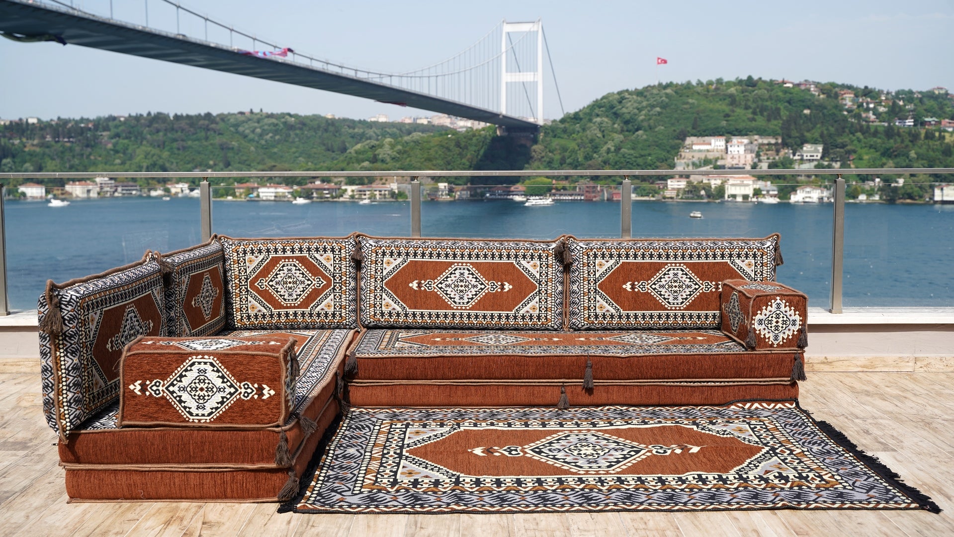 8'' Thickness L Sofa Set, Floor Sofa Set, Ethnic Sofa, Arabic Jalsa, M