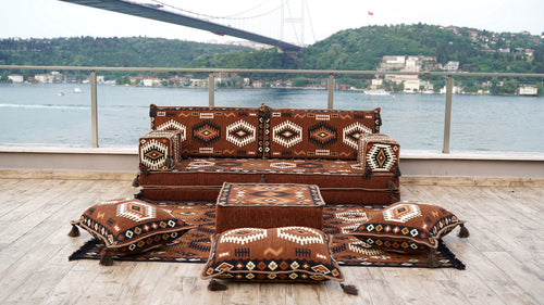 8'' Thickness Sofa Set, Floor Seating Sofa, Brown Arabic living room, Oriental Moroccan Home Decor Couch