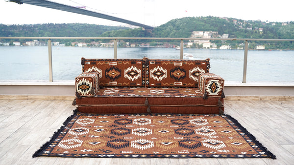 8'' Thickness Sofa Set, Floor Seating Sofa, Brown Arabic living room, Oriental Moroccan Home Decor Couch