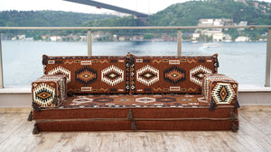 8'' Thickness Sofa Set, Floor Seating Sofa, Brown Arabic living room, Oriental Moroccan Home Decor Couch