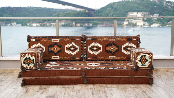8'' Thickness Sofa Set, Floor Seating Sofa, Brown Arabic living room, Oriental Moroccan Home Decor Couch