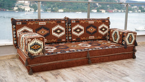8'' Thickness Sofa Set, Floor Seating Sofa, Brown Arabic living room, Oriental Moroccan Home Decor Couch
