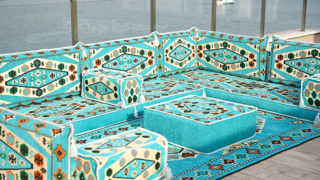 Sectional Floor Cushions, Arabic Majlis, U Shaped Arabic Sofa Set, Tra