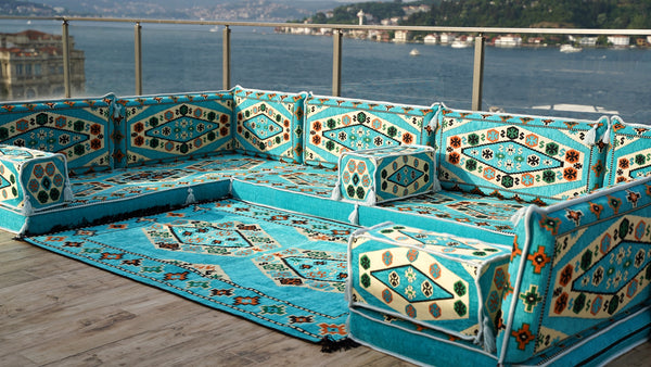 Sectional Floor Cushions, Arabic Majlis, U Shaped Arabic Sofa Set, Traditional Design Arabic Lounge Set, Arabic Jalsa