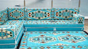 8'' Thickness L Sofa Set, Arabic Sofa Seating, Floor Pillow, Sectional Sofa Set, Patio Furniture