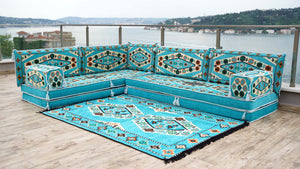 8'' Thickness L Sofa Set, Arabic Sofa Seating, Floor Pillow, Sectional Sofa Set, Patio Furniture