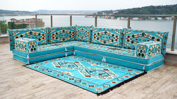 8'' Thickness L Sofa Set, Arabic Sofa Seating, Floor Pillow, Sectional Sofa Set, Patio Furniture