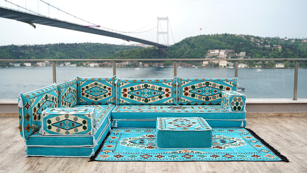 8'' Thickness L Sofa Set, Arabic Sofa Seating, Floor Pillow, Sectional Sofa Set, Patio Furniture