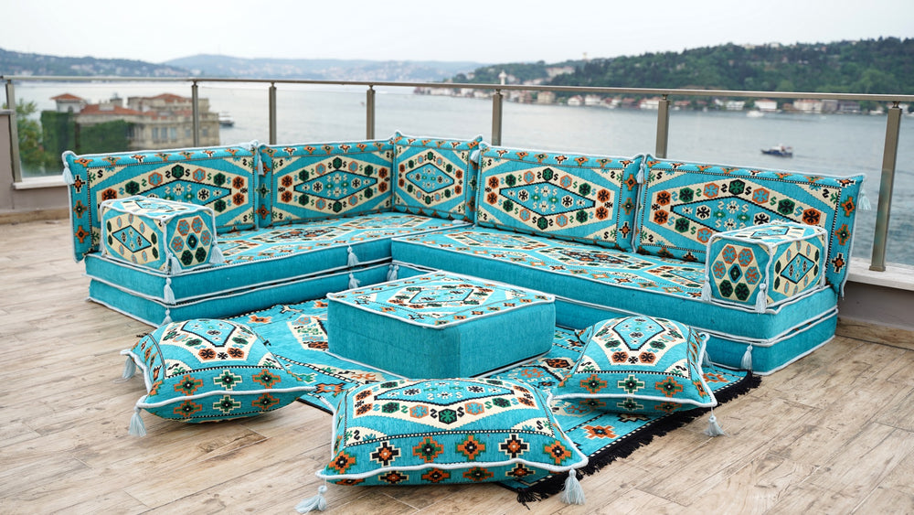 8'' Thickness L Sofa Set, Arabic Sofa Seating, Floor Pillow, Sectional Sofa Set, Patio Furniture