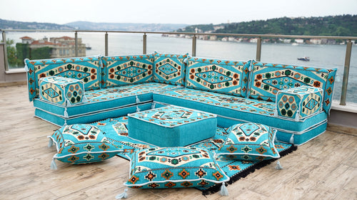 8'' Thickness L Sofa Set, Arabic Sofa Seating, Floor Pillow, Sectional Sofa Set, Patio Furniture