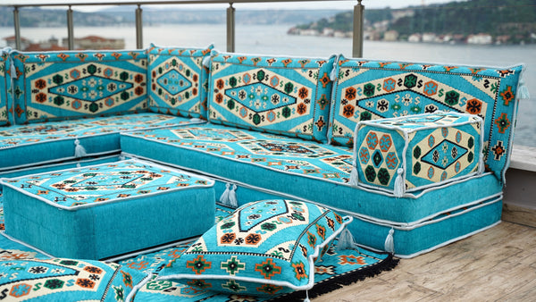 8'' Thickness L Sofa Set, Arabic Sofa Seating, Floor Pillow, Sectional Sofa Set, Patio Furniture