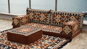 Arabic Floor Sofa with Ottoman Couch and Rug, Arabic Floor Couch, Moroccan Cushion, Ethnic Floor Cushion, Sofa Bed