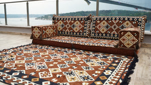 Arabic Floor Sofa with Ottoman Couch and Rug, Arabic Floor Couch, Moroccan Cushion, Ethnic Floor Cushion, Sofa Bed