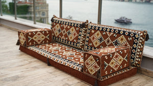 Arabic Floor Sofa with Ottoman Couch and Rug, Arabic Floor Couch, Moroccan Cushion, Ethnic Floor Cushion, Sofa Bed