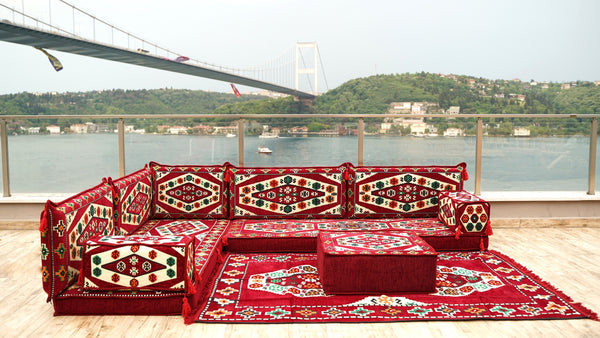 Maroon Floor Sofa Seating Set, Arabic Floor Sofa Set, Garden Sofas, Oriental Floor Seating, Floor Cushions, Floor Cocuhes