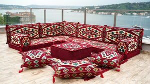 Maroon Floor Sofa Seating Set, Arabic Floor Sofa Set, Garden Sofas, Oriental Floor Seating, Floor Cushions, Floor Cocuhes