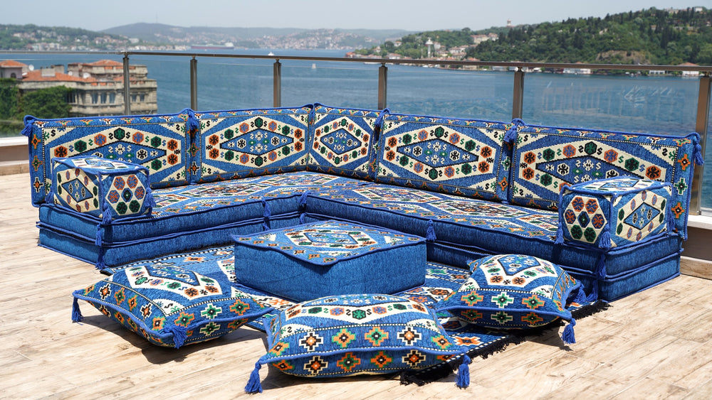 8'' Thickness L Sofa Set, Arabic Sofa Set, Oriental Floor Seating, Floor Cushions, Living room Sofa