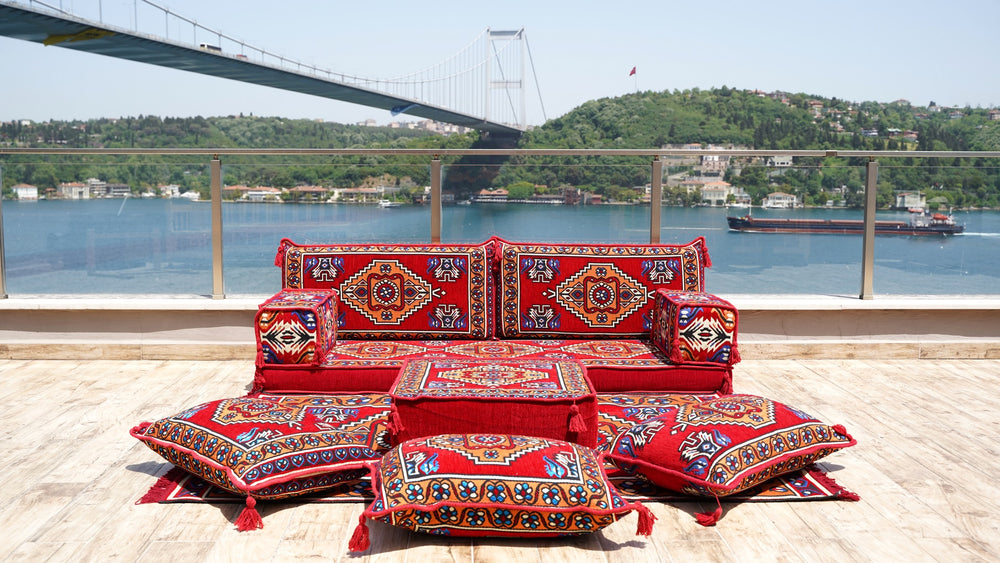 Loveseat Sleeper Sofa Bed, Traditional Sofa Couches, Floor Sofa Set, Balcony Patio Sofas, Pallet Sofa, Ethnic Sofa with Ottoman Couch and Rug