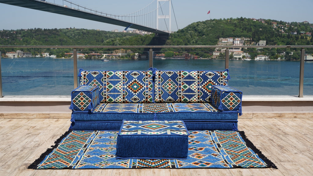 8 Thickness Royal Blue Floor Cushions Arabic Floor Sofa -  in