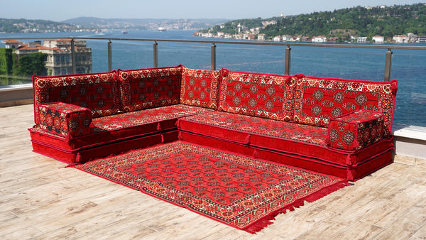 8'' Thickness L Sofa Set, Arabic Majlis, Sectional Sofas, Moroccan Livingroom Home Decor