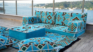 Arabic Floor Sofa with Ottoman Couch and Rug, Japanese Sofas, Modular Sofas, Bench Cushions, Oriental Floor Couch, Floor Bed, Moroccan Cushions
