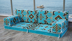 Arabic Floor Sofa with Ottoman Couch and Rug, Japanese Sofas, Modular Sofas, Bench Cushions, Oriental Floor Couch, Floor Bed, Moroccan Cushions