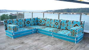 8'' Thickness L Sofa Set, Modular Design Floor Cushion, Garden Sofa Set, Indoor Sofa Set, Arabic Sofa