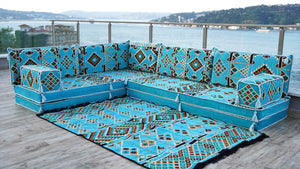 8'' Thickness L Sofa Set, Modular Design Floor Cushion, Garden Sofa Set, Indoor Sofa Set, Arabic Sofa