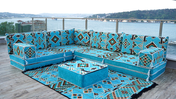 8'' Thickness L Sofa Set, Modular Design Floor Cushion, Garden Sofa Set, Indoor Sofa Set, Arabic Sofa